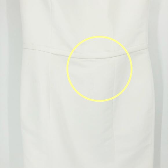 AMSALE Faille Cocktail Dress 18 Silk White Off Shoulder Sheath Knee Length - Picture 11 of 13